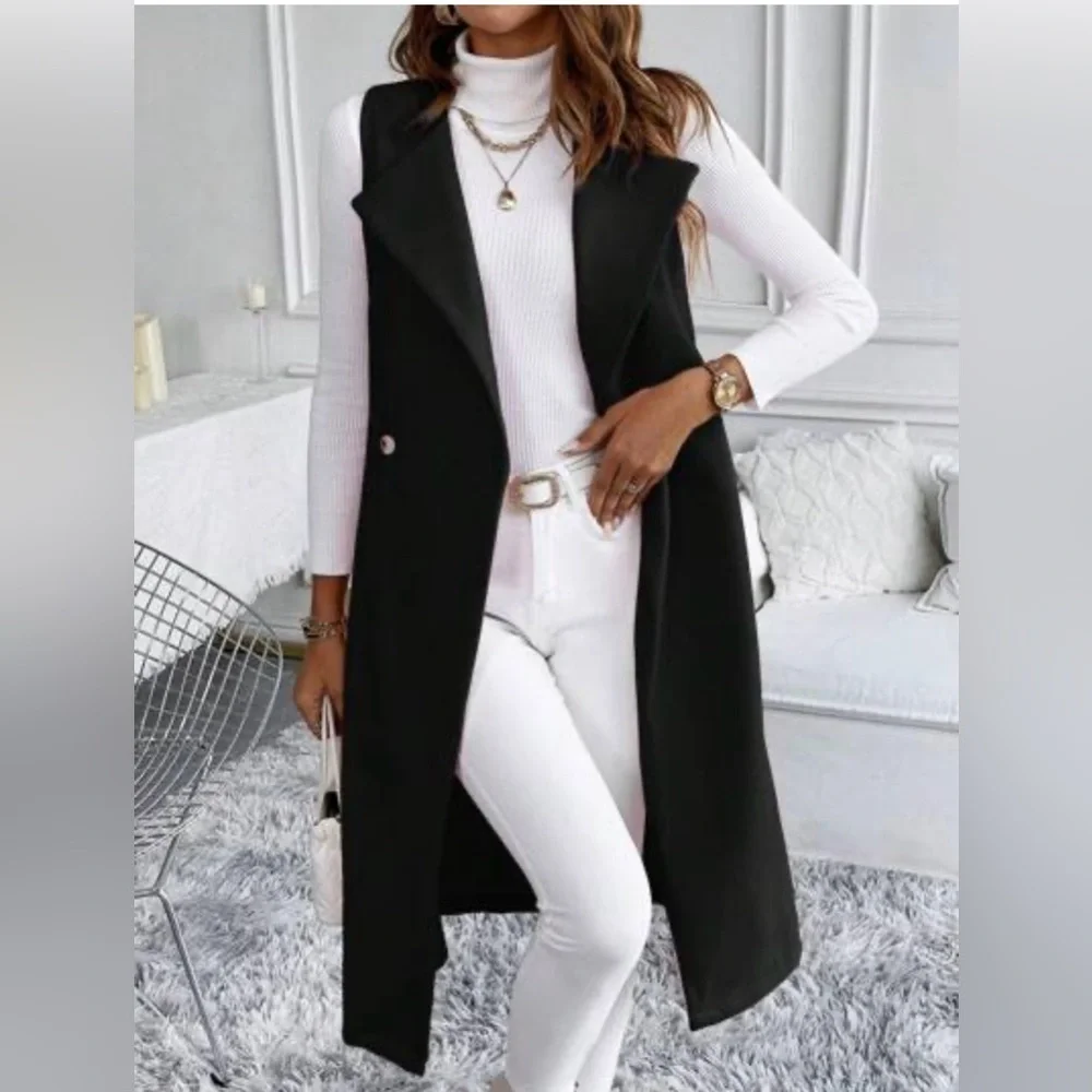 Veronica beard palmer Dickey wool longline vest in black size 4/ small - Picture 4 of 9
